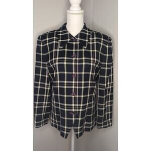 Vintage Pendleton Plaid Wool Blazer Size 12 Preppy Career Academia Jacket